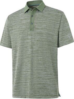 Men Black Grey Heather Dry Fit Heather Pique Polo Shirt Moisture Wicking Casual